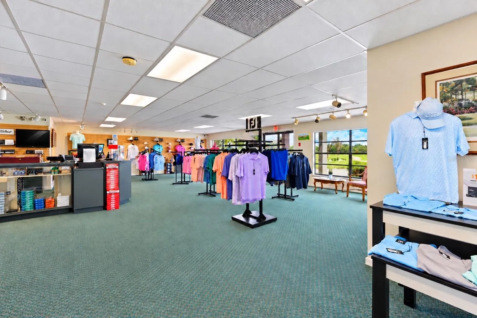 Golf pro shop, enhanced colors and TV darkened