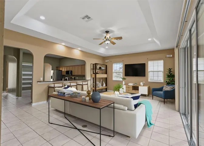 Virtually staged Great room