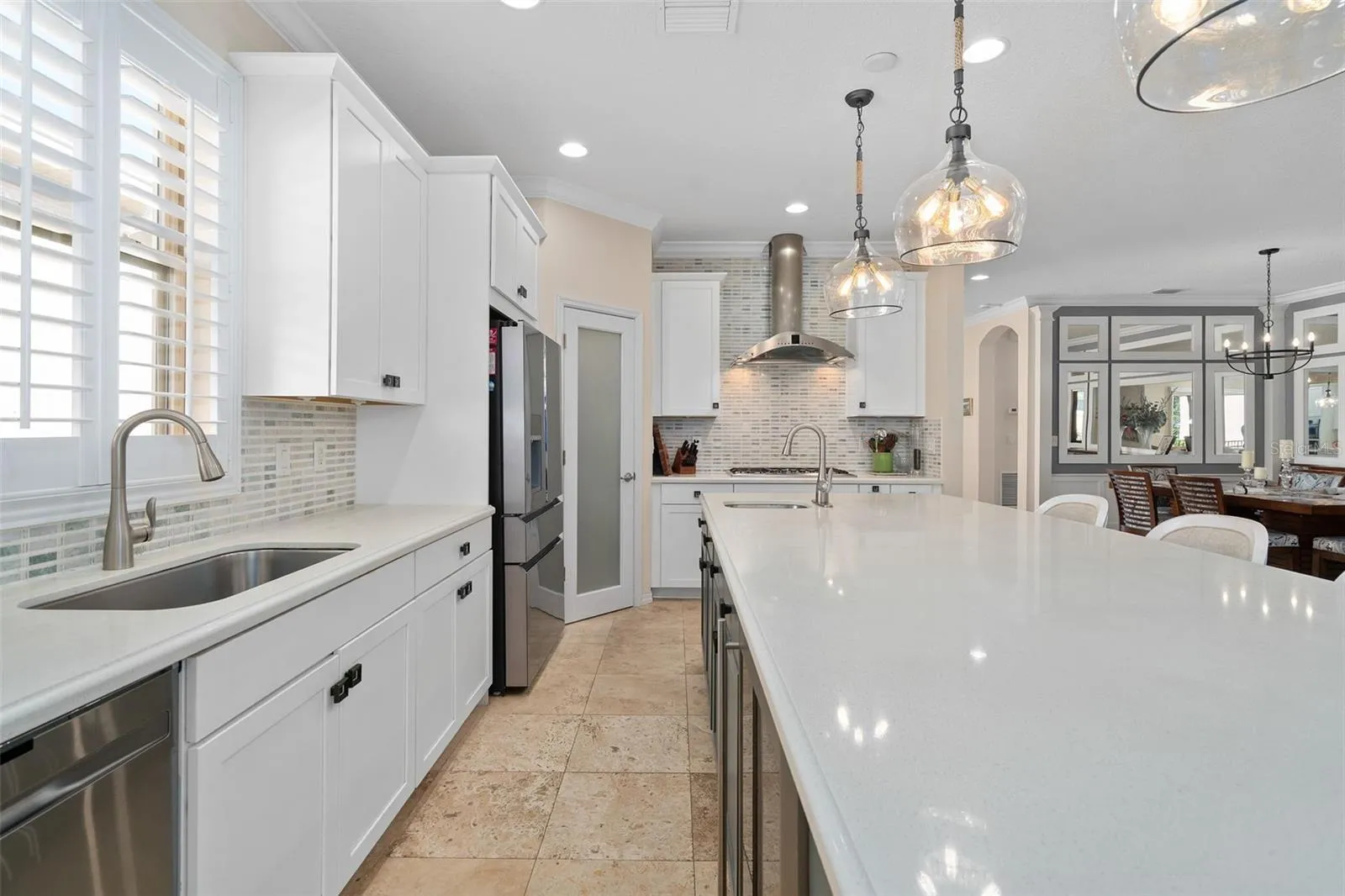 The kitchen offers plenty of prep area