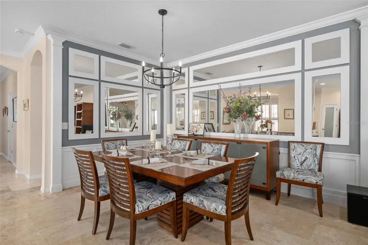Dining Room with Custom Wall/Mirror treatment.
