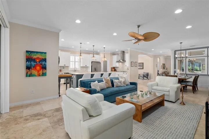 View from the Family Room toward the Kitchen. This area is great for entertaining