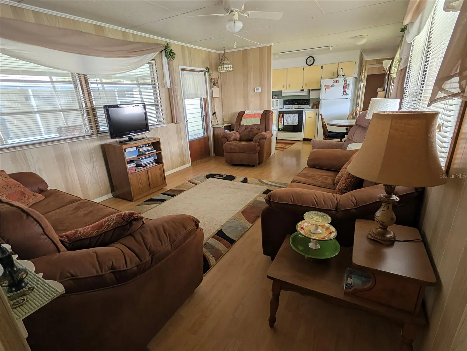 view of living room into kitchen