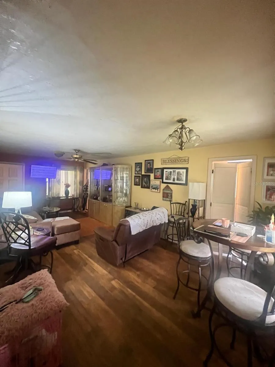 living room and dining area