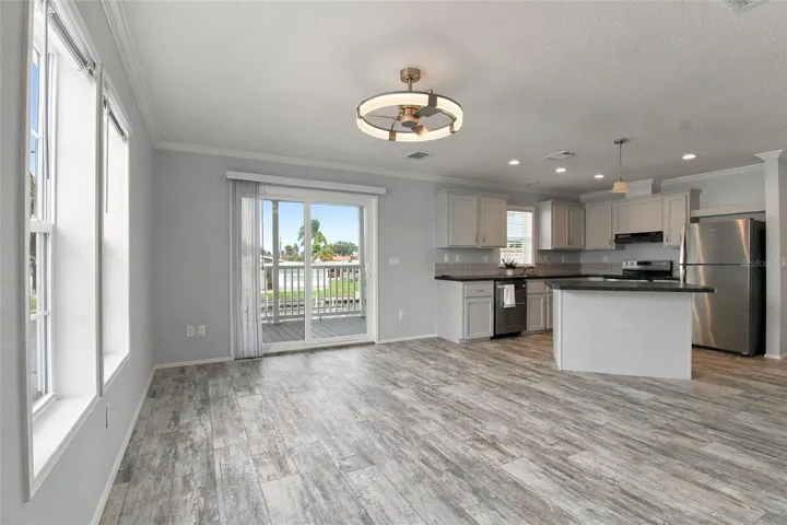 Open Concept Kitchen, LR & DR