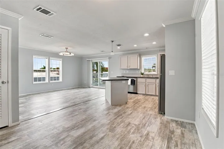 Open Concept Kitchen, LR & DR