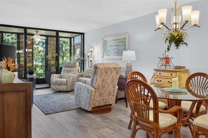 Open living and dining combo