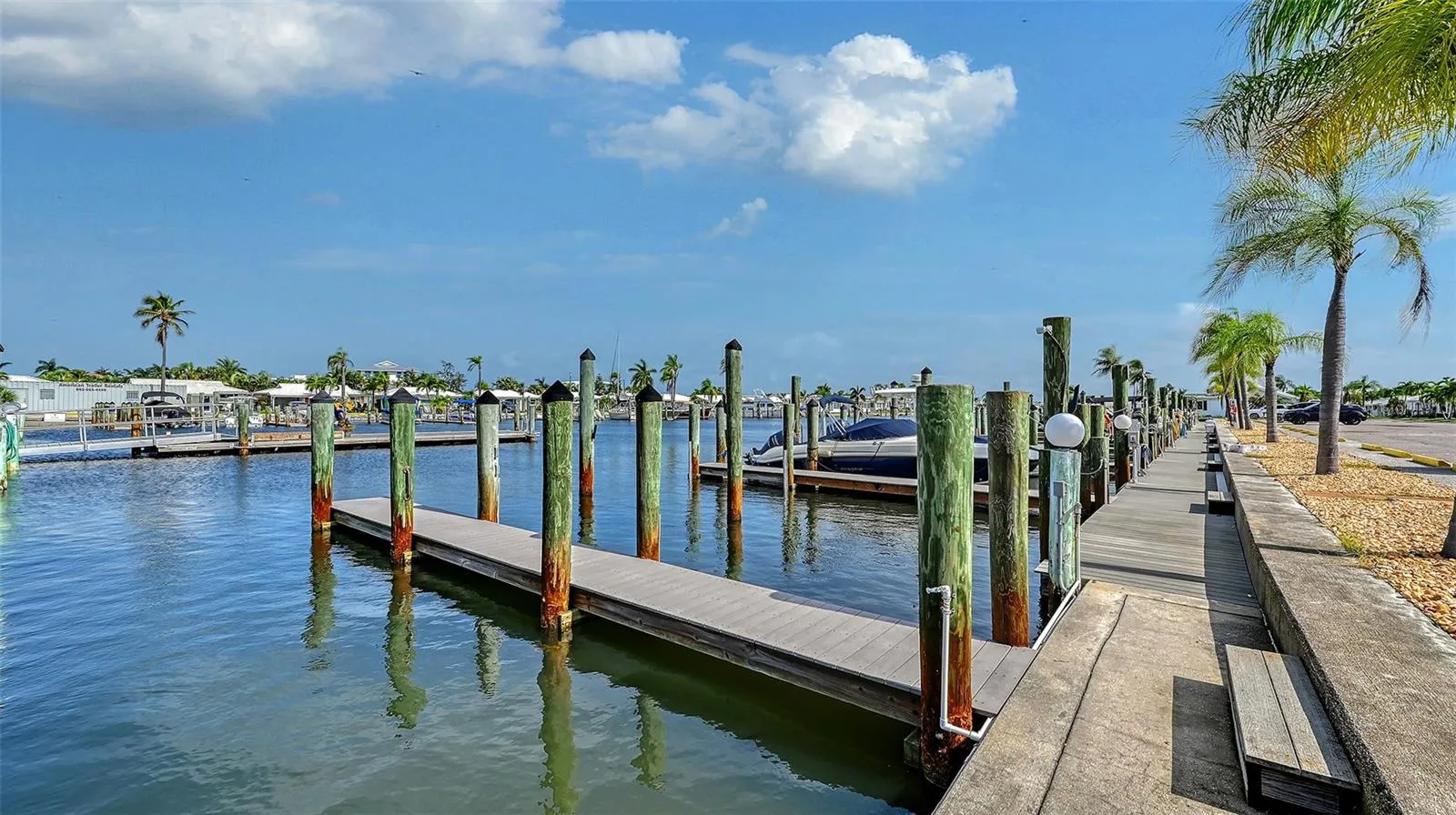 Boat slips/docks.