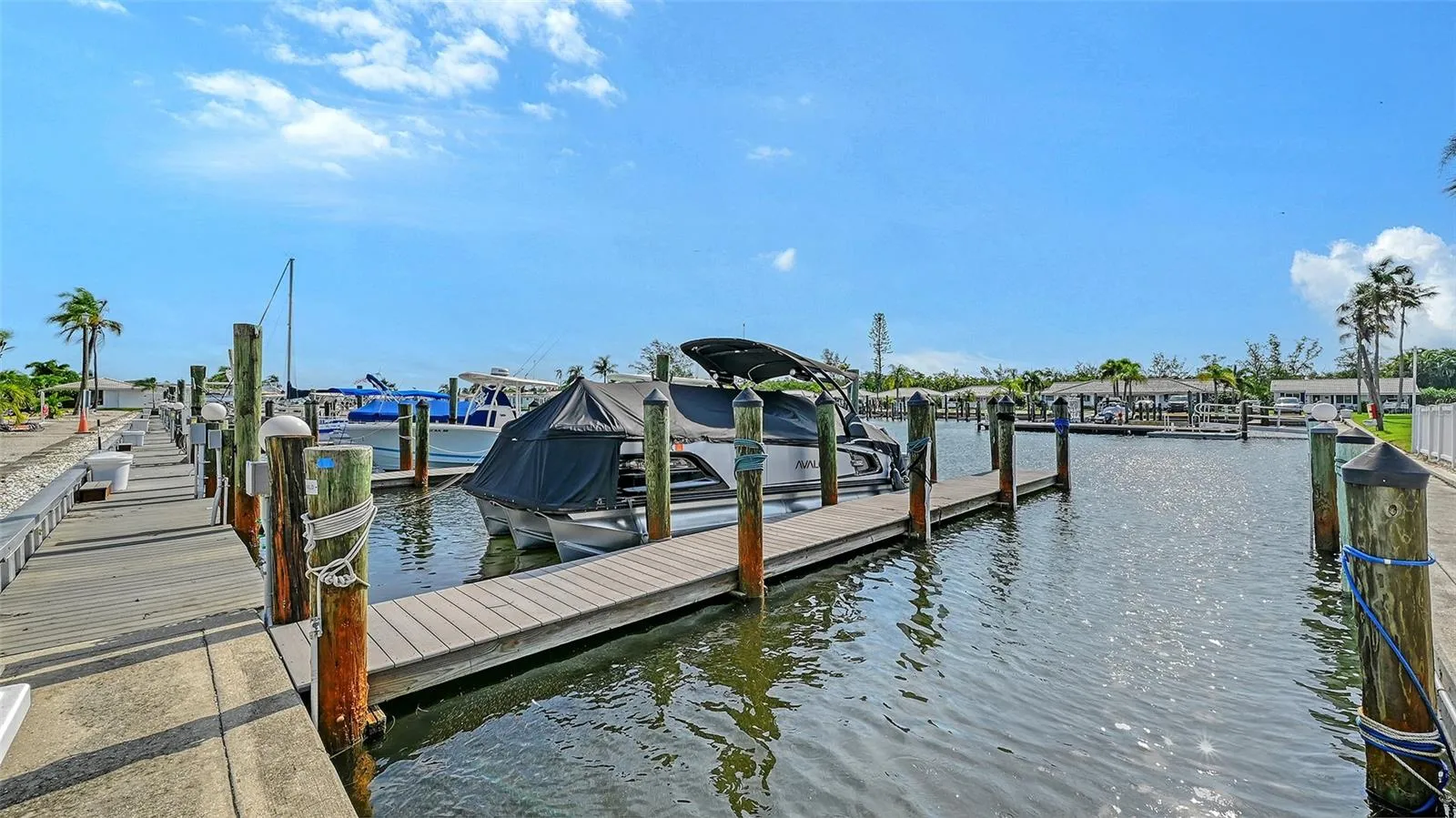 Boat slips/docks.