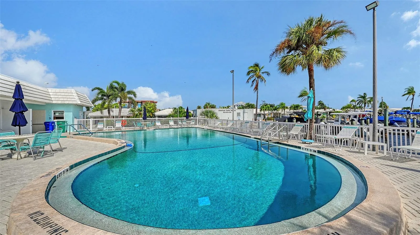 Association swimming pool on the marina.