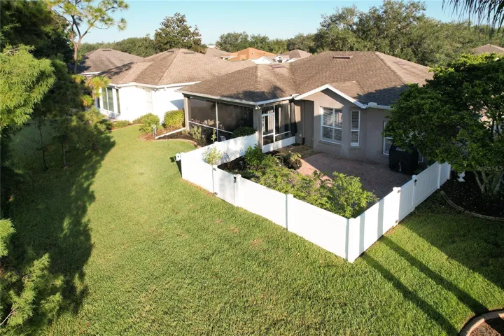 arial view of backyard and patio