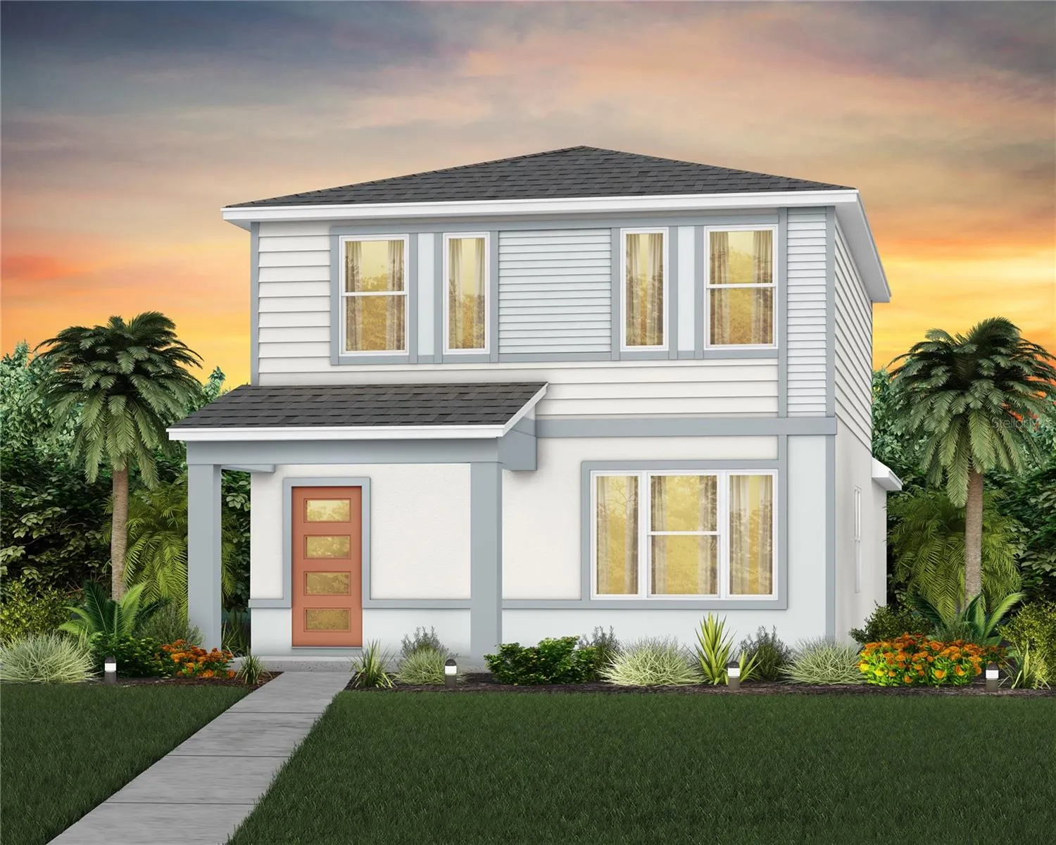 Exterior Design. Artistic rendering for this new construction home. Pictures are for illustrative purposes only. Elevations, colors and options may vary.