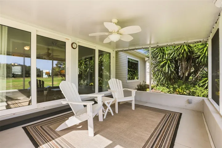 Screened lanai, Insulated ceiling, floor drain and is rated to 125 MPH sustainable wind speeds