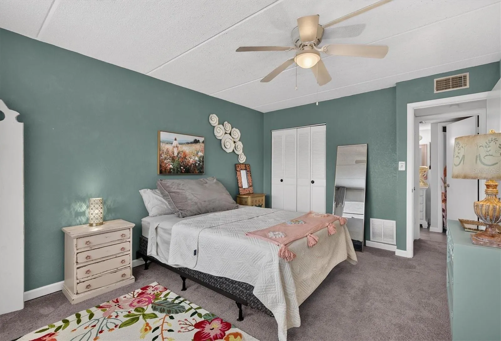 Two closets provide lots of storage for personal items.