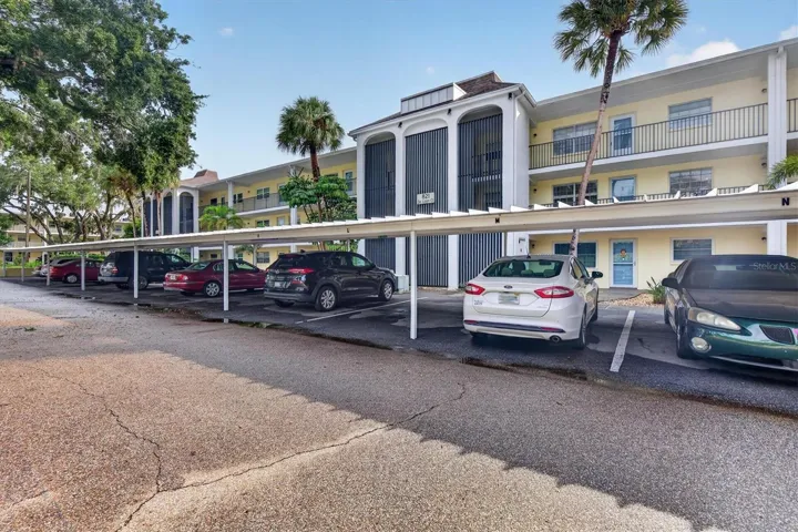 Reserved carport right next to the elevator.
