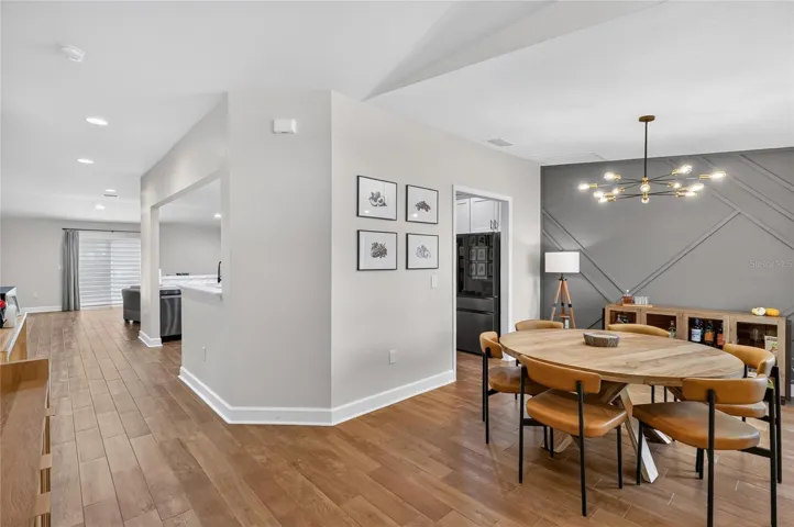 Hallway and dining room with lots of upgrades