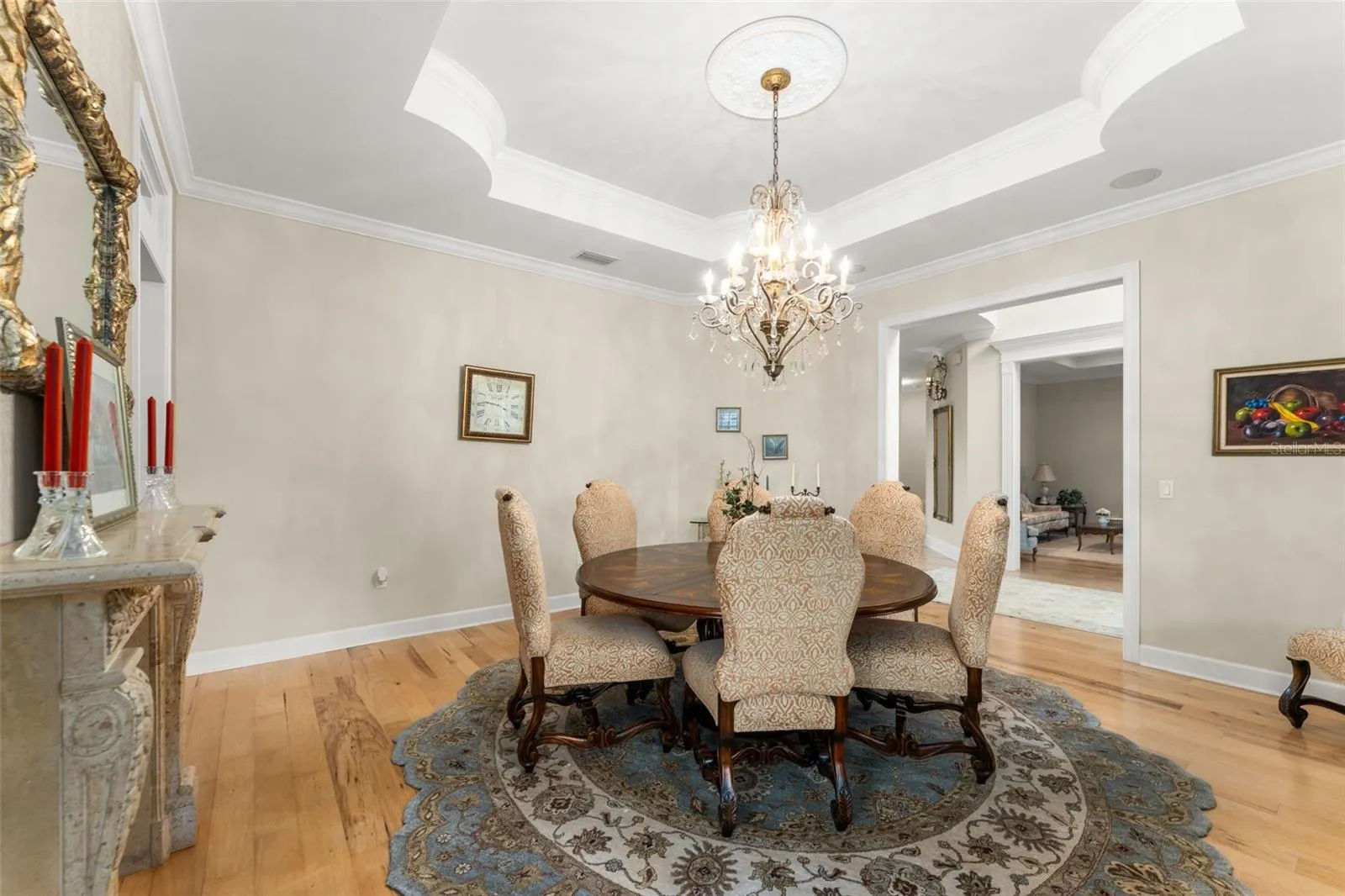 formal dining room with gas fireplace