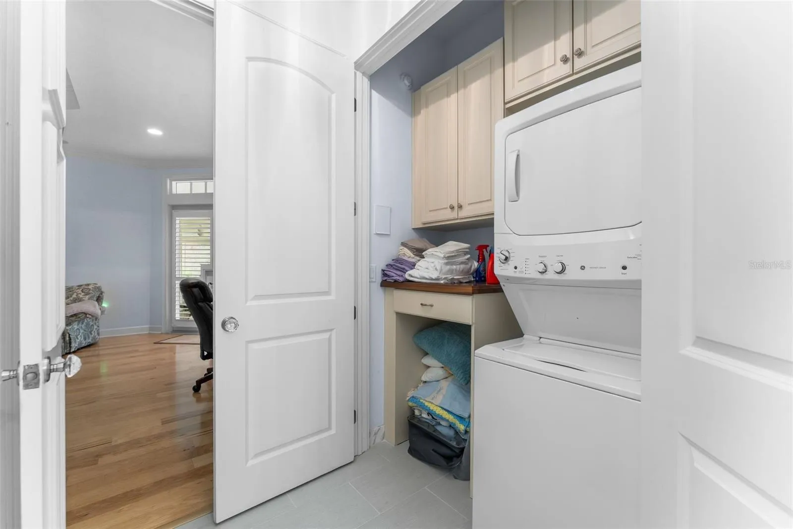 master bath stackable washer &amp; dryer