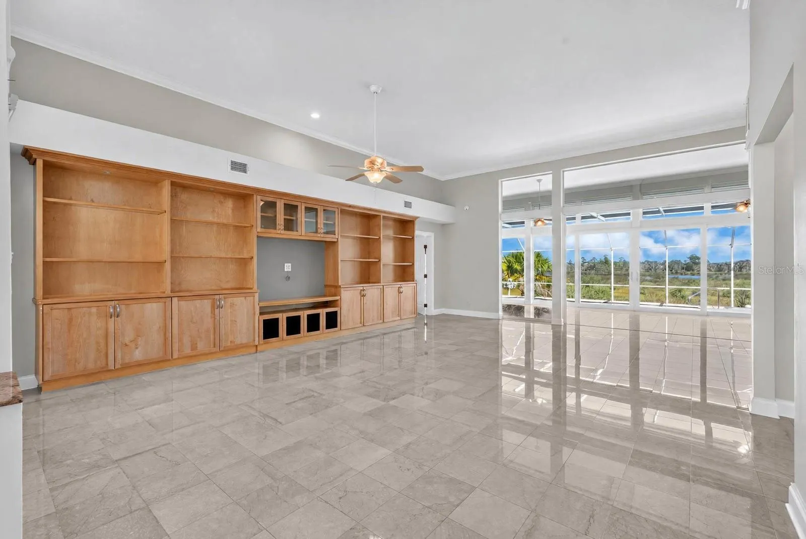 Spacious Living with Custom Built-Ins