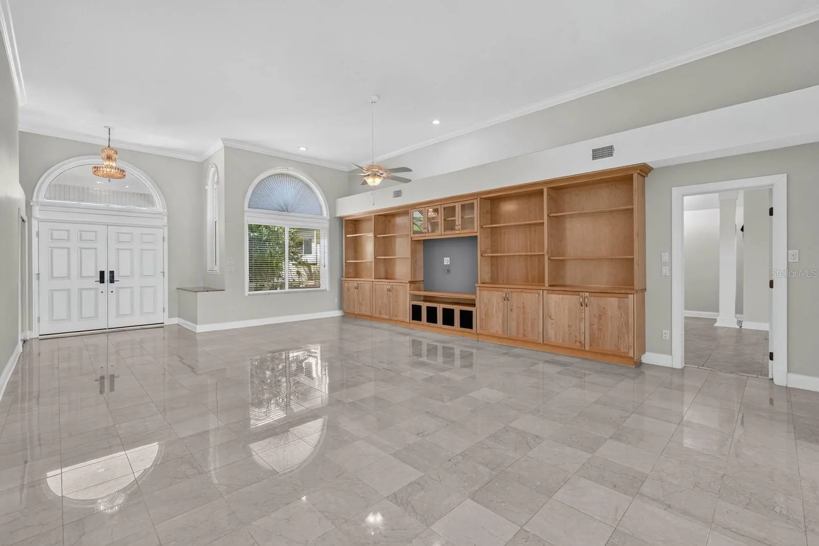 Custom Built-Ins and Marble Flooring