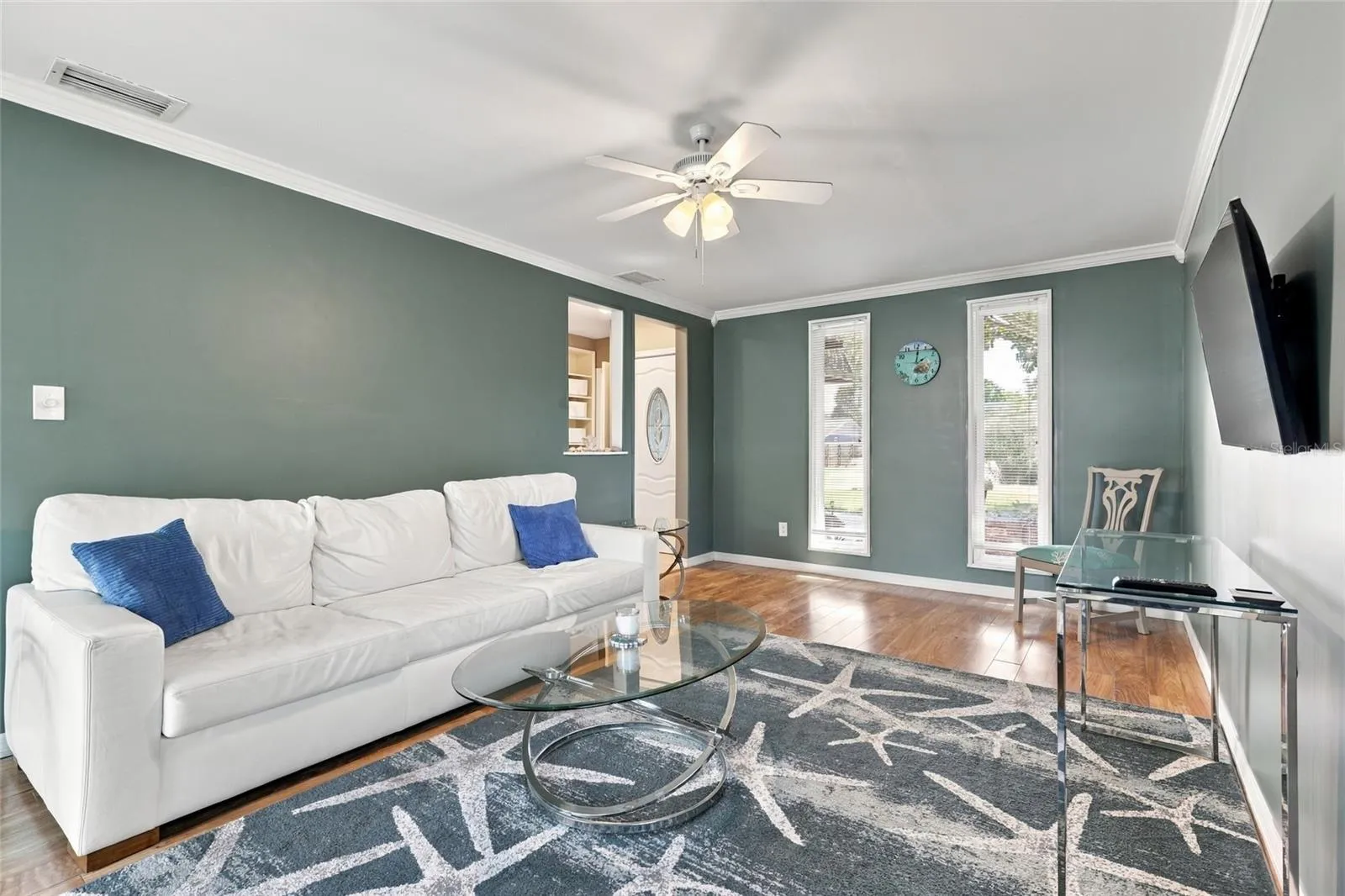 Warm Ambient Lighting Creates a Relaxing and Inviting Living Room Atmosphere
