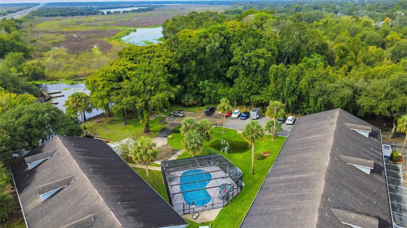 AERIAL VIEW OF COMMUNITY POOL