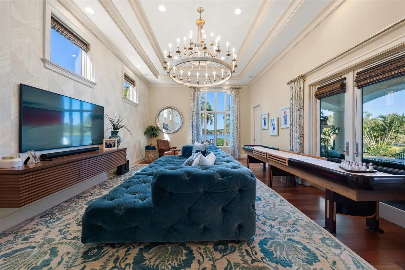 Brazilian cherry hardwood floors and high-end fixtures