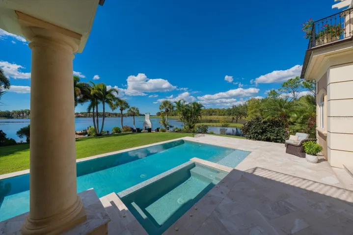Saltwater pool and spa over-looking serene water views