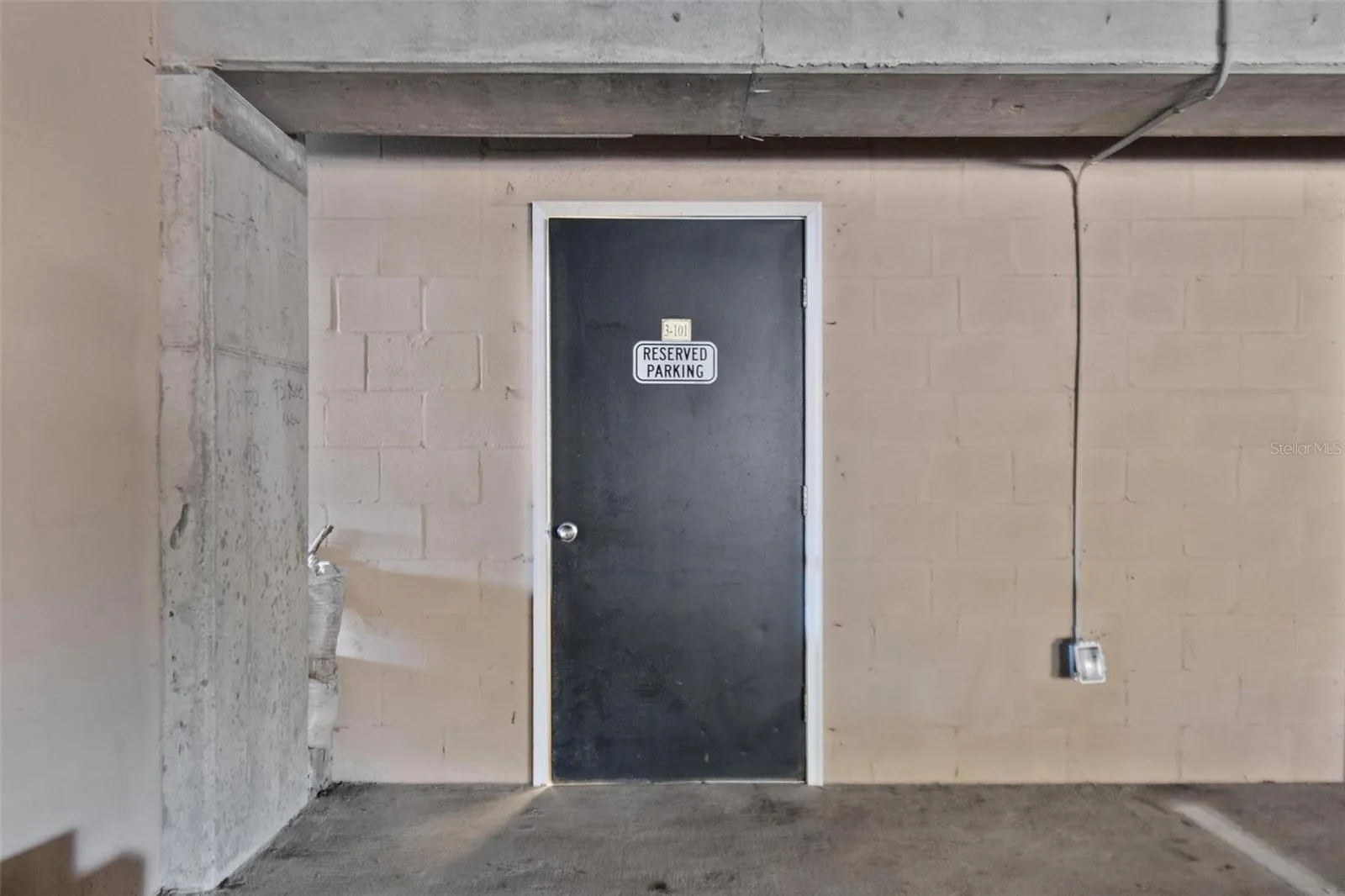 assigned parking with storage room