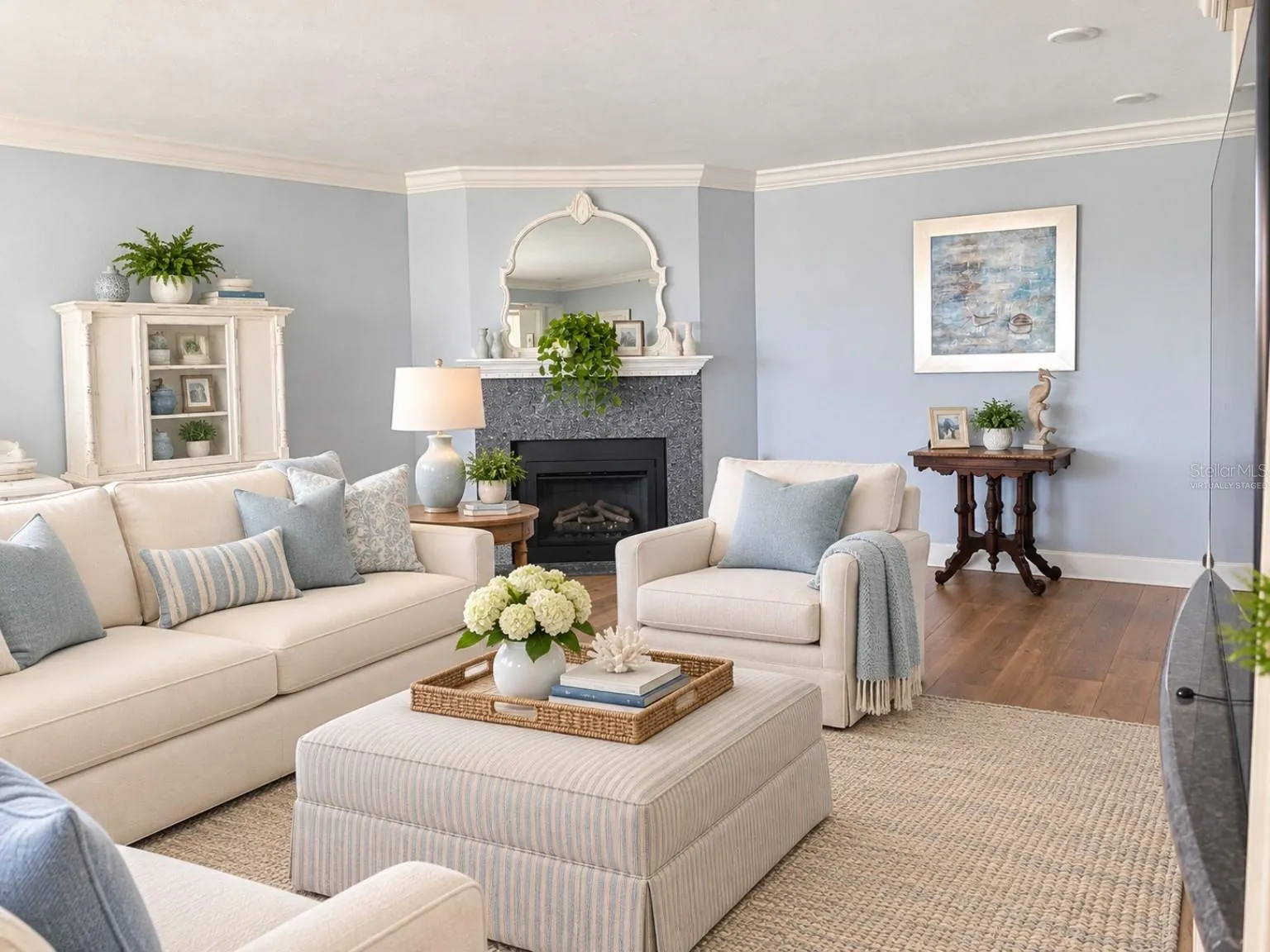 Virtually Staged. Living room area.