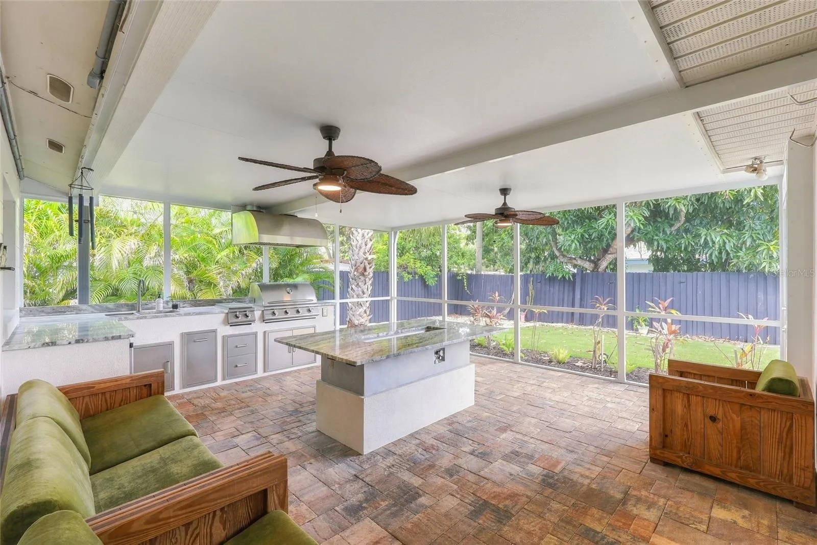 Enclosed Porch with Custom kitchen