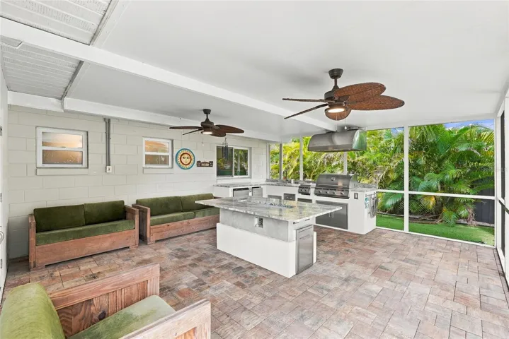 Enclosed Porch with Custom kitchen