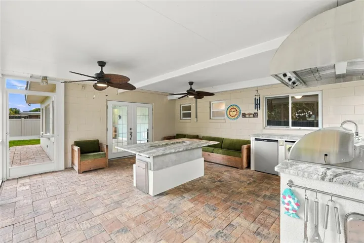 Enclosed Porch with Custom kitchen
