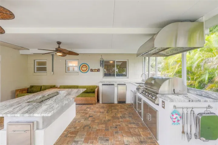 Enclosed Porch with Custom kitchen
