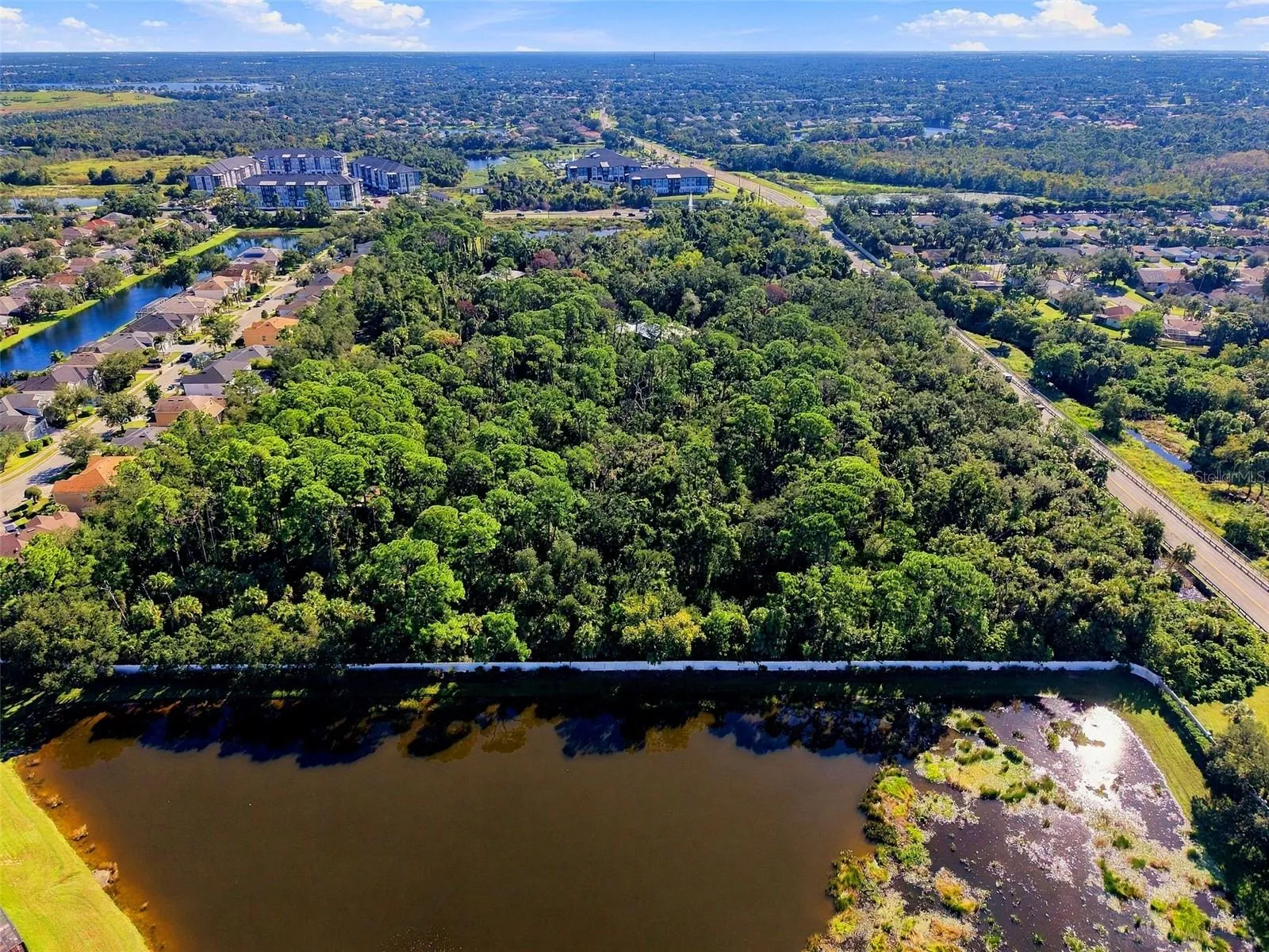 Aerial view from West of parcel