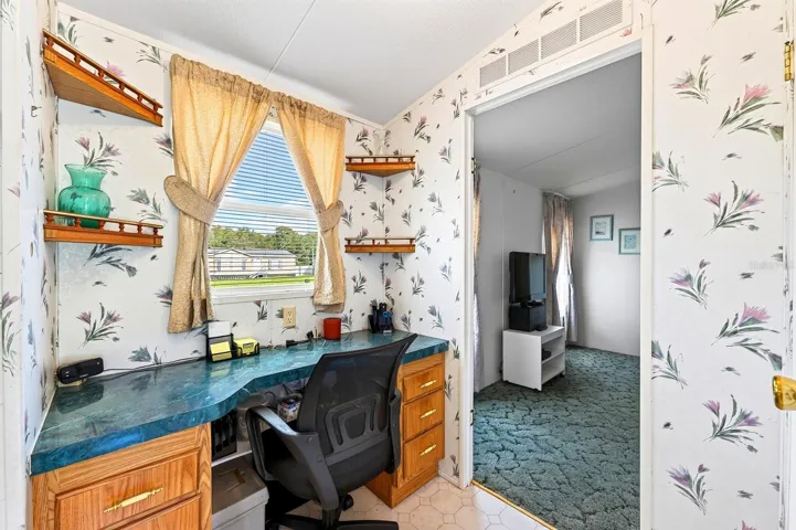 Built-in desk/office space.