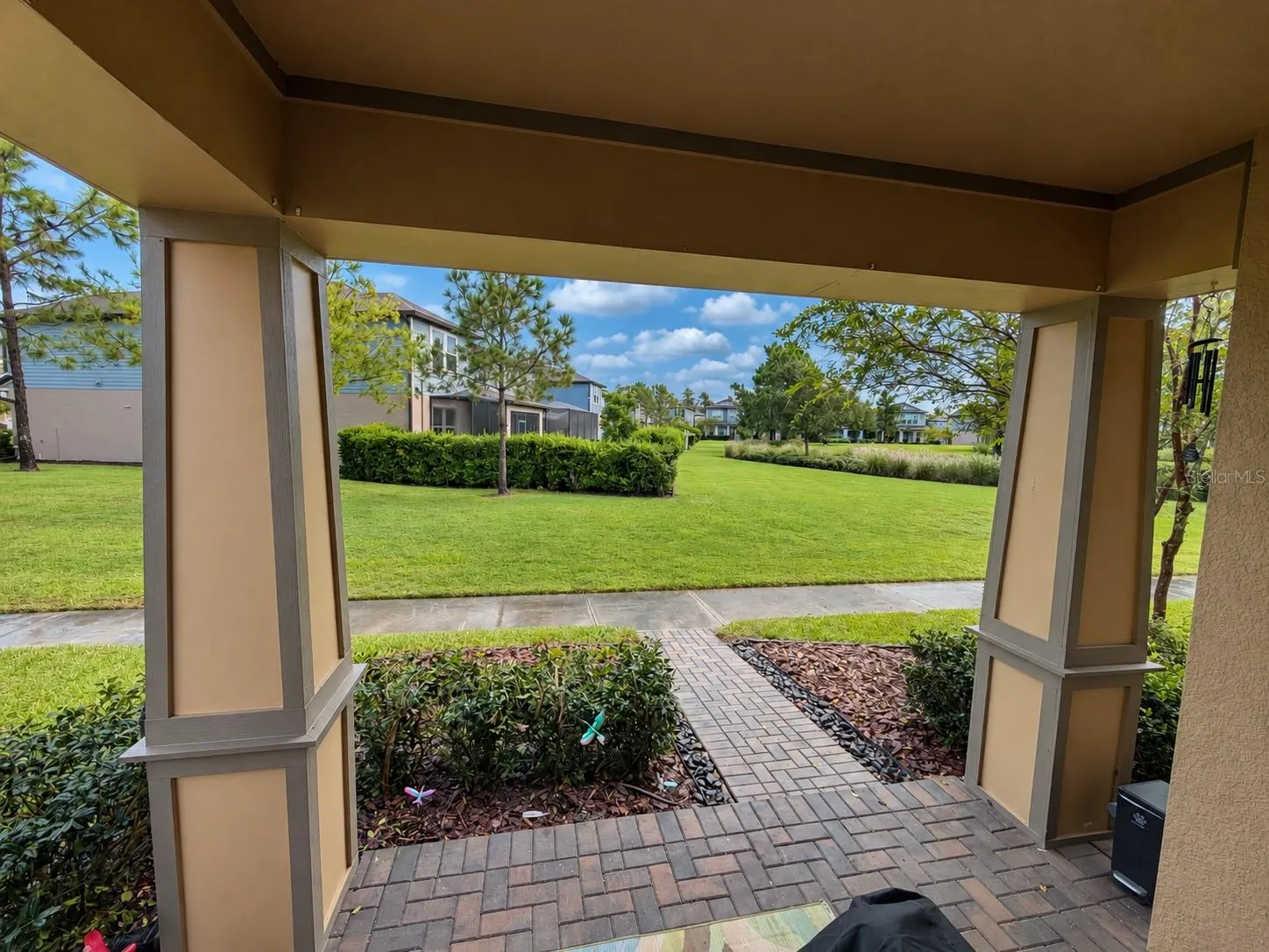 The front door and porch view