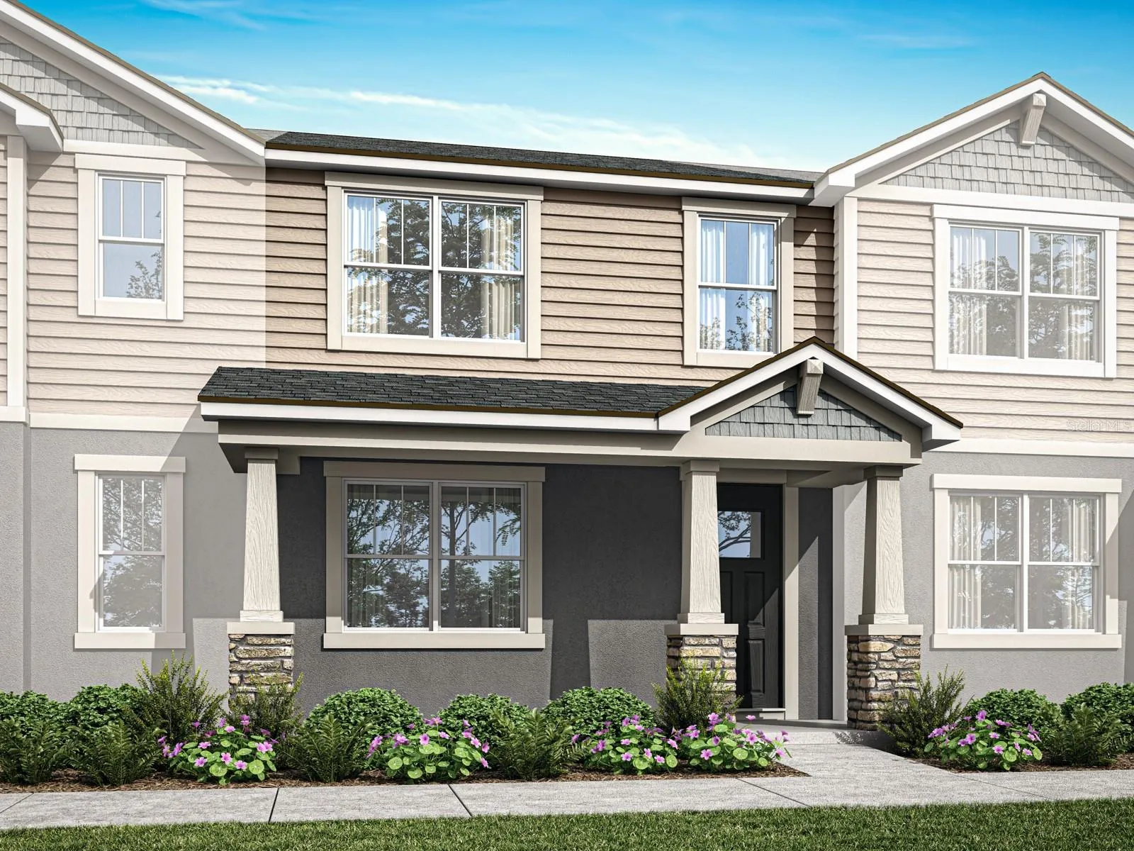 Meridian Parks - Aurora Floorplan - Craftsman Elevation - Architect's Rendering