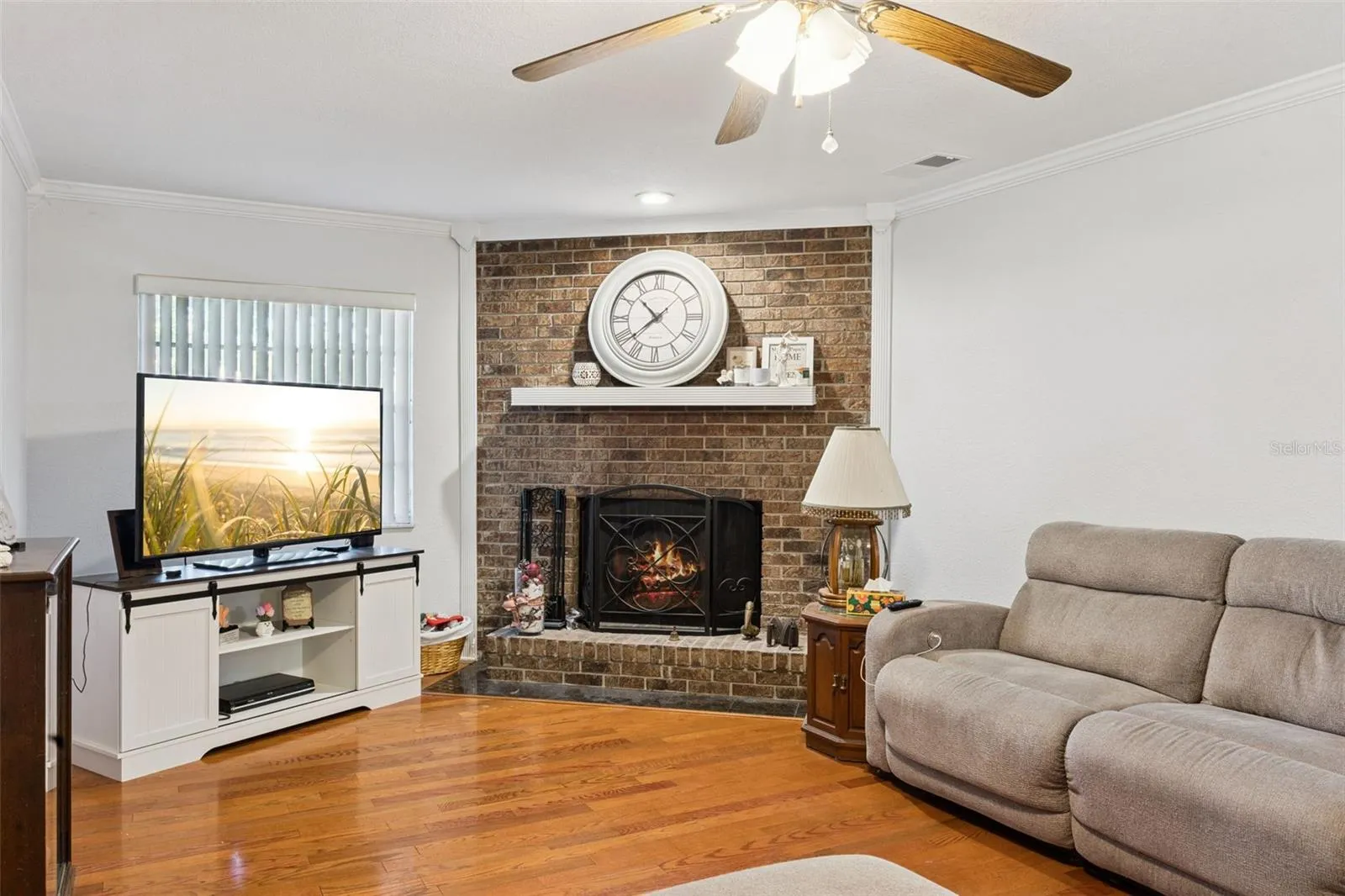 Wood burning fireplace