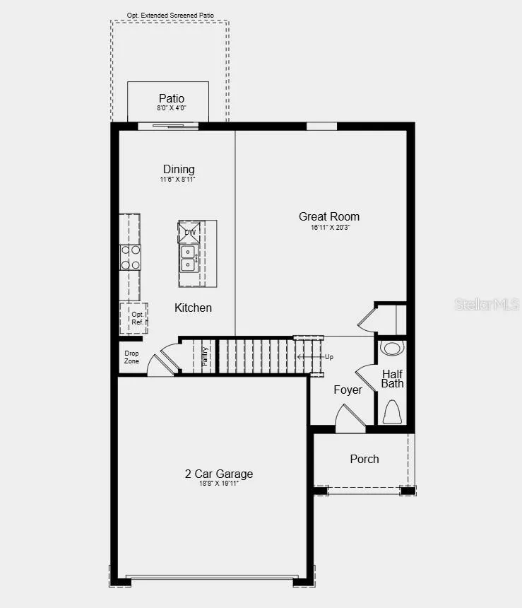 First Floor Plan - Additional Highlights Include: GE refrigerator, laundry package, vertical blinds on all sliding glass doors, and whole house blinds