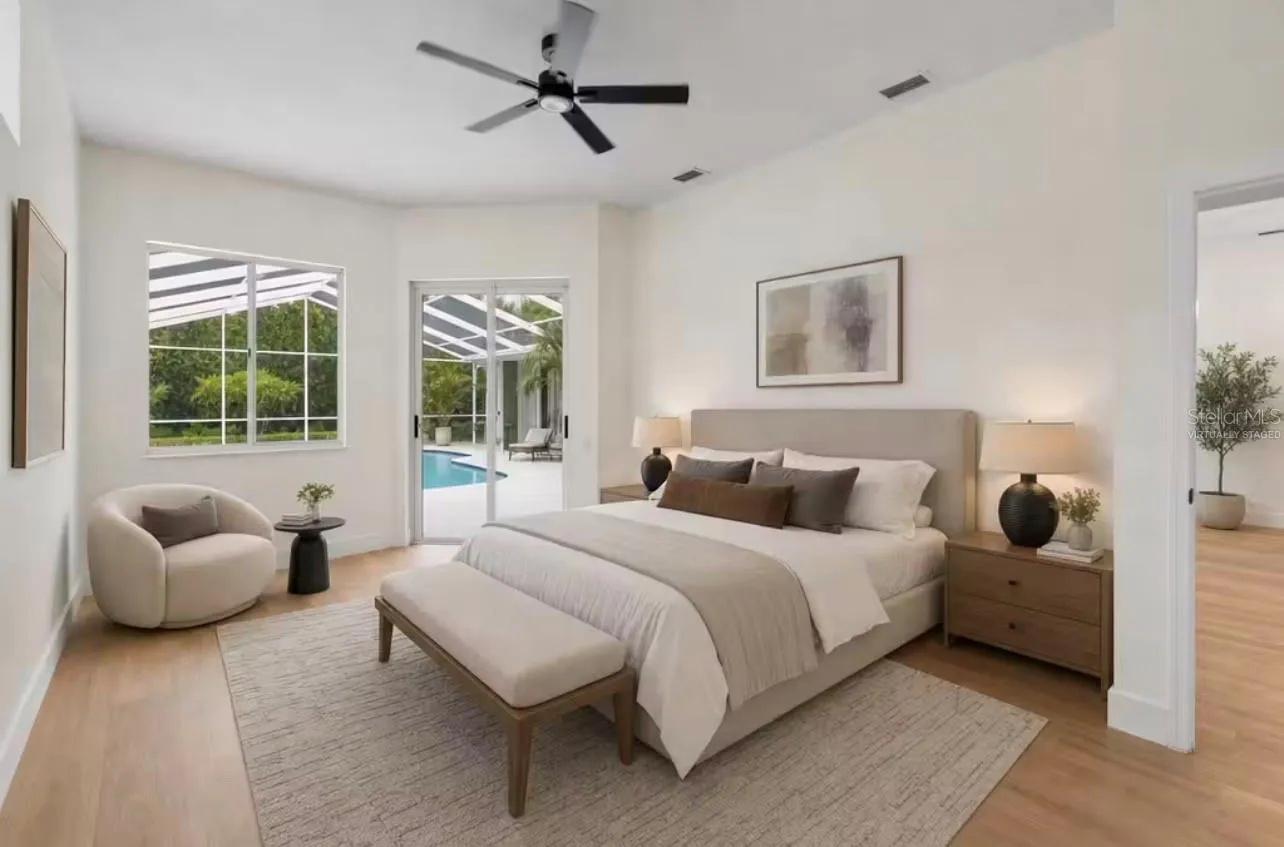 Virtually staged Master Bedroom