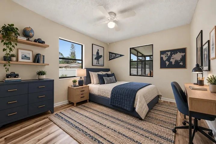 Virtually staged bedroom