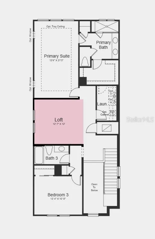 Second Floor Plan - Additional Highlights Include: Shower in place of tub at secondary bath, 8' interior doors, pre-plumb for future laundry tub, LVP flooring throughout, and whole house blinds