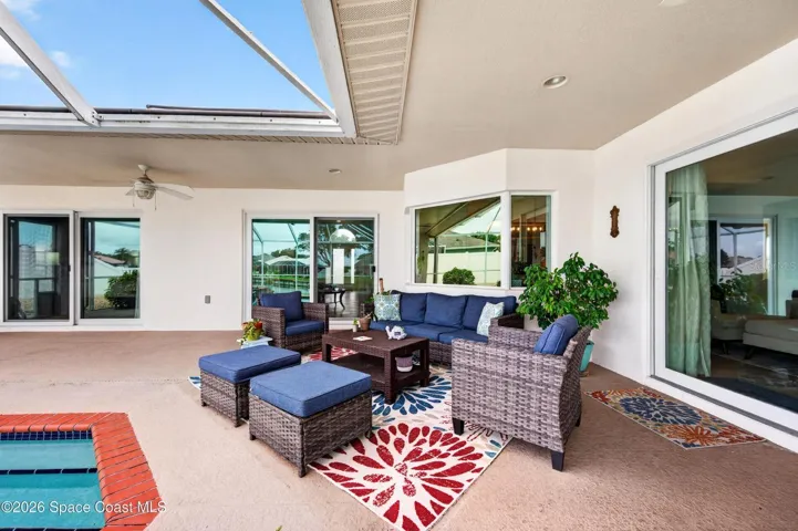 Lanai seating with spa and pool