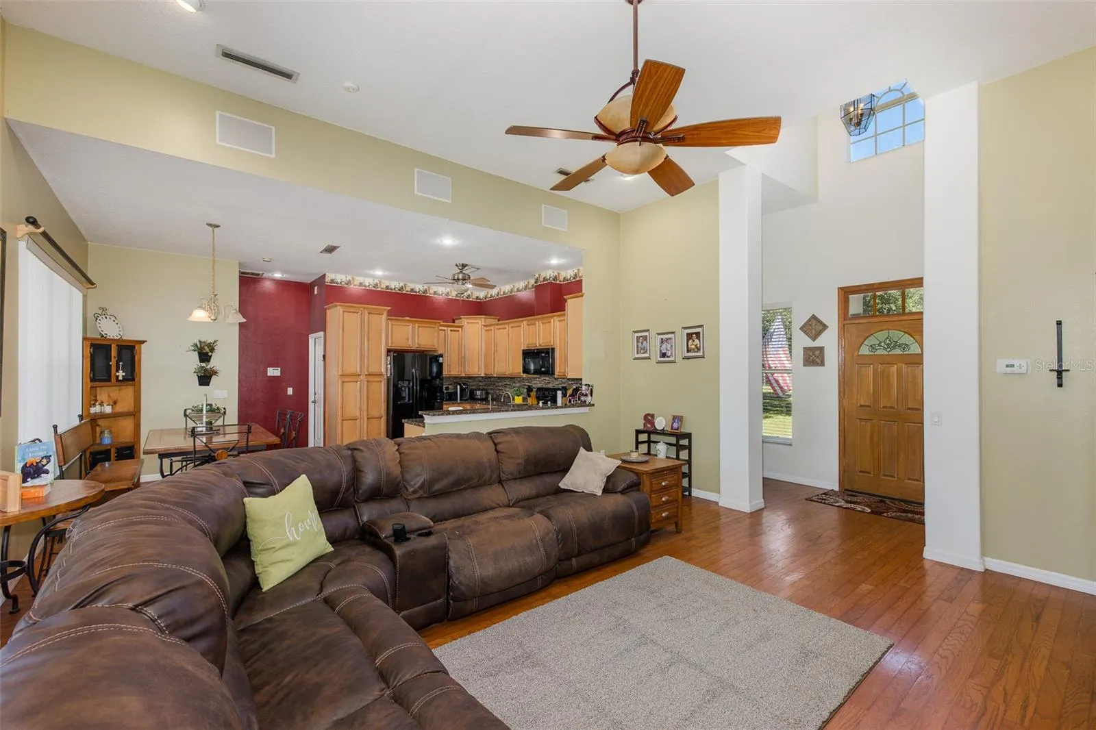Living room overlooking kitchen