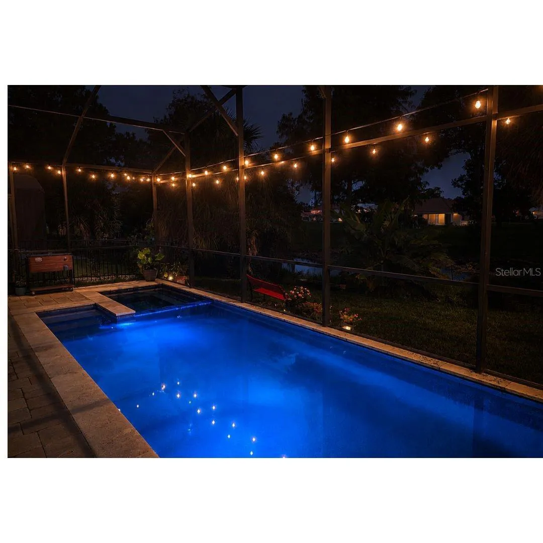 Pool view at night