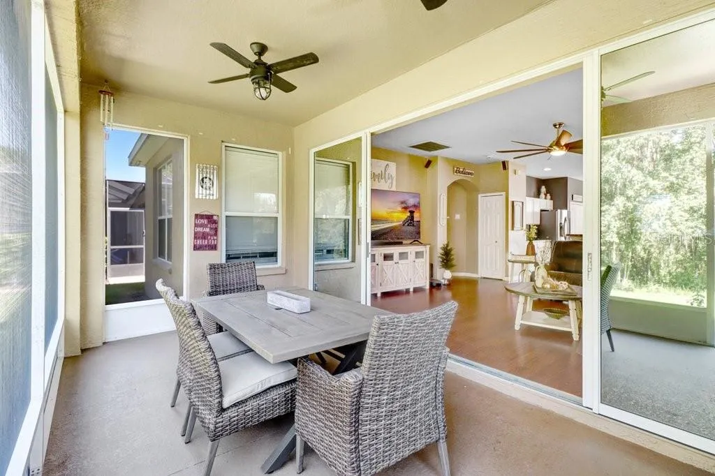 Screened lanai with view to living room