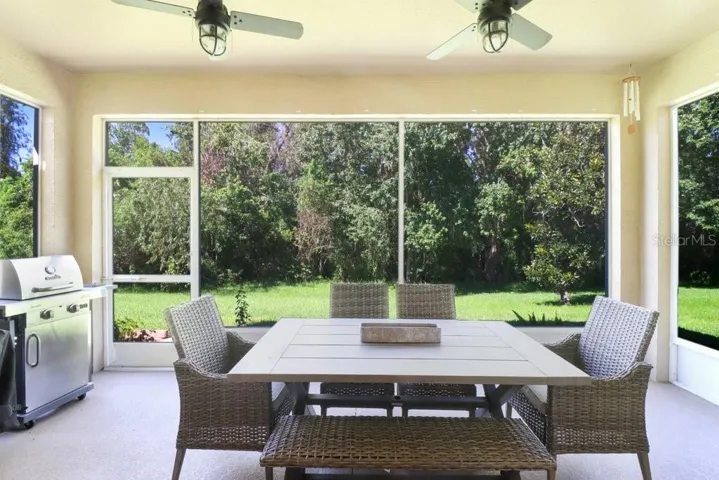 Screened rear porch with view to conservation