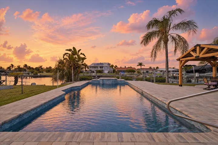 Virtually enhanced- sunset pool views facing west.