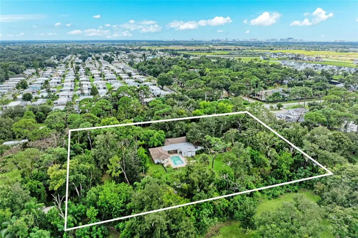 Arial view looking south from the back property