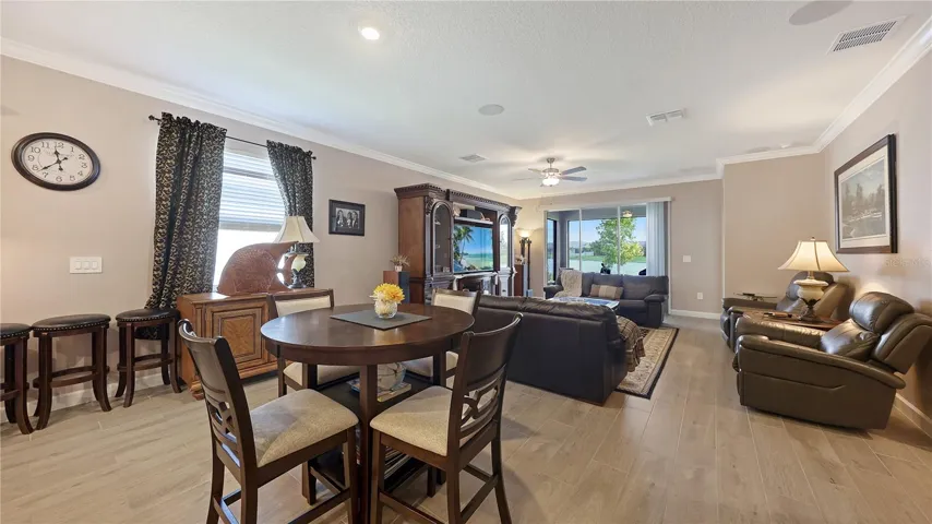 Big Living and Dining area  and view of Lake
